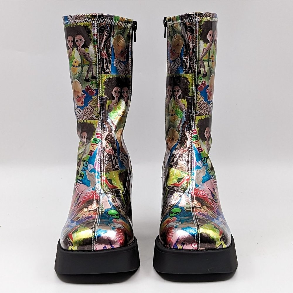Steve Madden Women Klayton 90's Retro Dolls Chunky Heel Platform Boots Size 8 - Picture 2 of 12